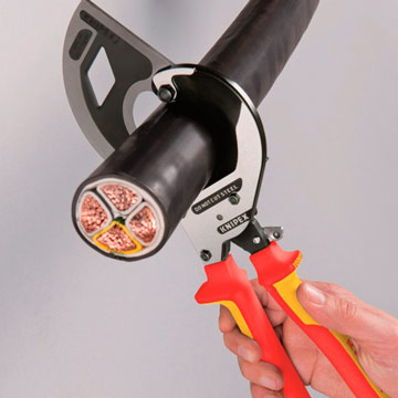KNIPEX, KN-9536320, Ножницы для резки кабелей (по принципу трещоточного ключа, 3 «передачи») 95 36 320